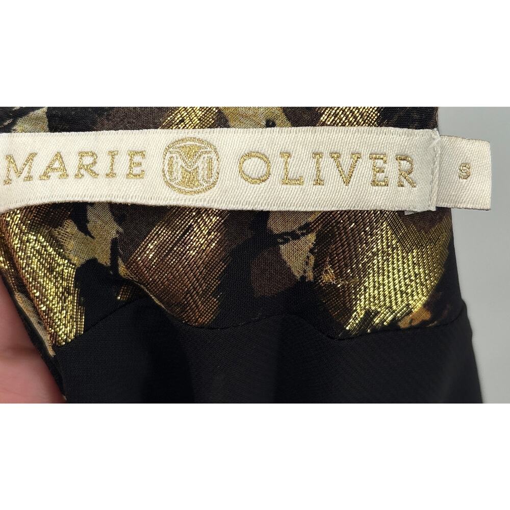 B60 Marie Oliver Farrow Caftan Maxi Dress Small One Shoulder Silk Metallic - Picture 10 of 11